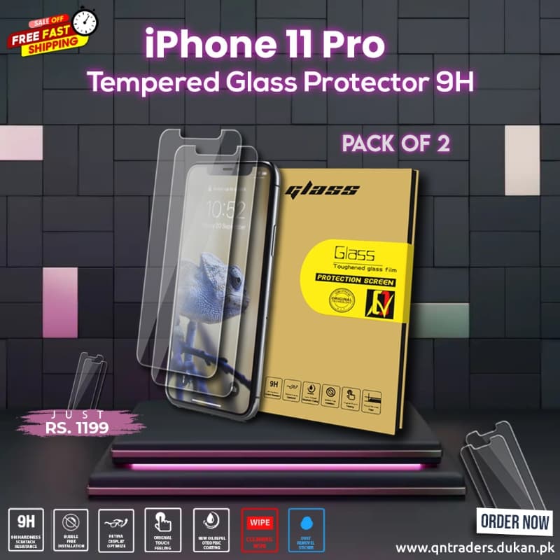 iPhone 11 Pro Tempered Screen Glass Protector ( Pack of 2 )