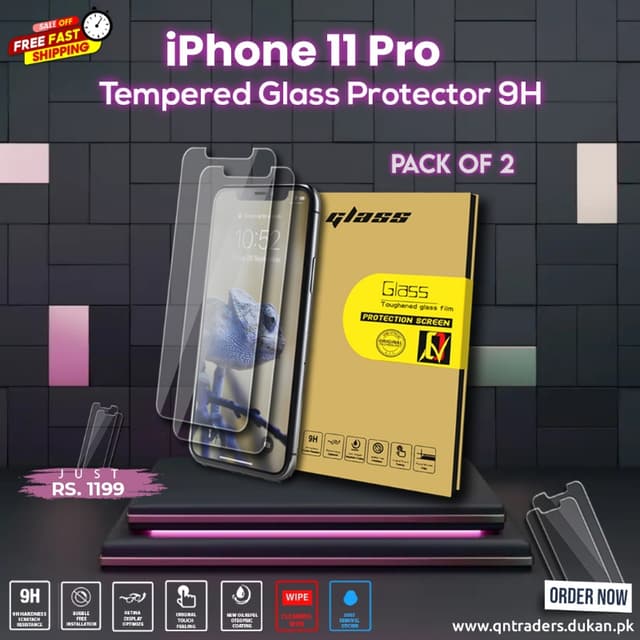 iPhone 11 Pro Tempered Screen Glass Protector ( Pack of 2 )