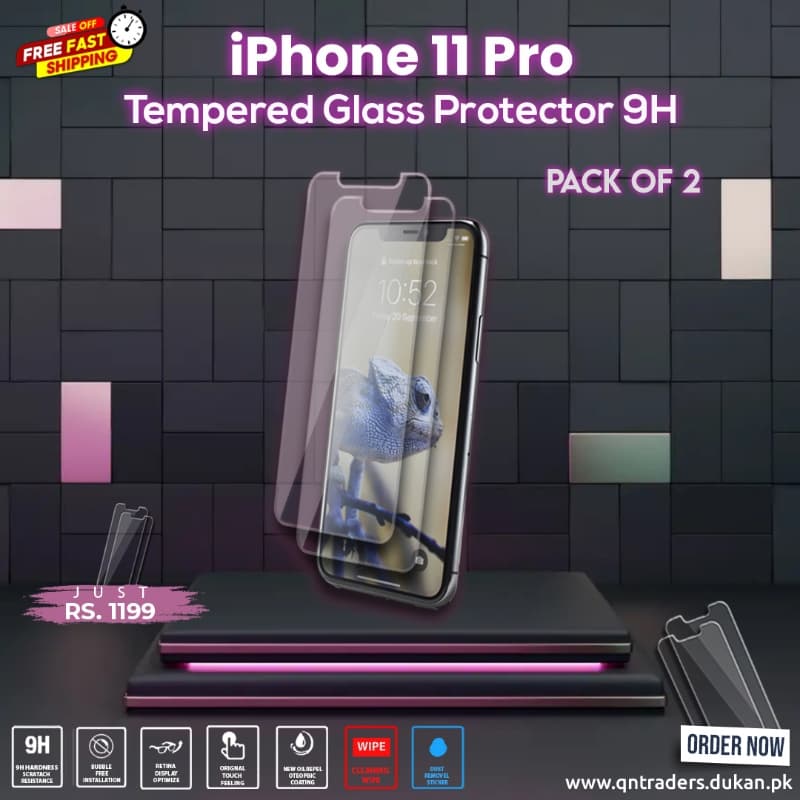 iPhone 11 Pro Tempered Screen Glass Protector ( Pack of 2 )