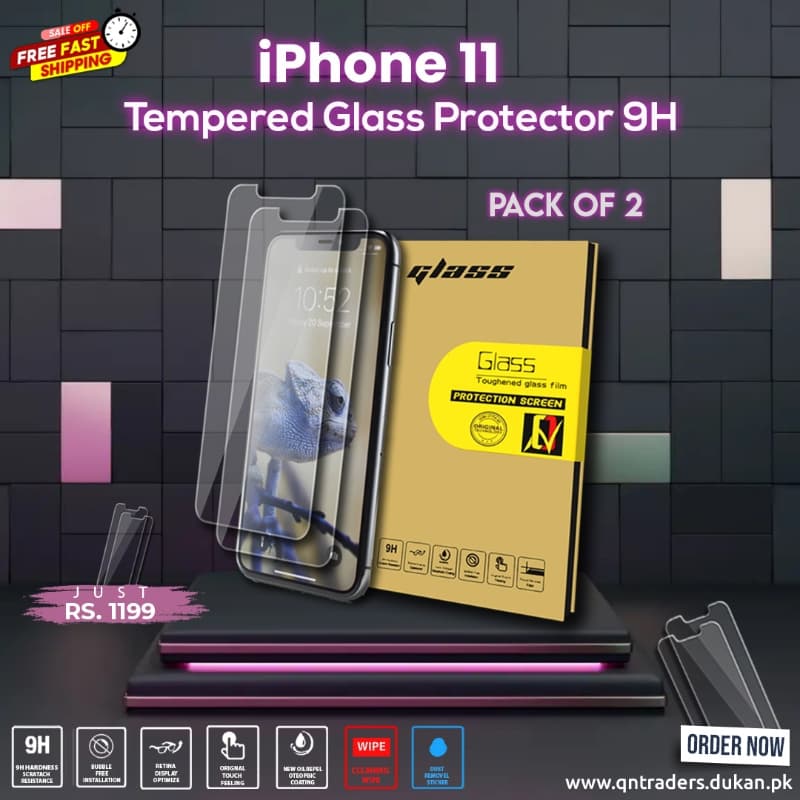 iPhone 11 Tempered Screen Glass Protector ( Pack of 2 )