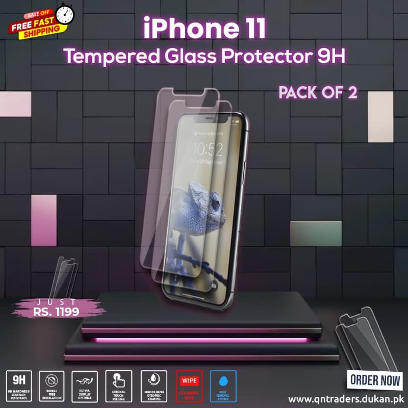 iPhone 11 Tempered Screen Glass Protector ( Pack of 2 )