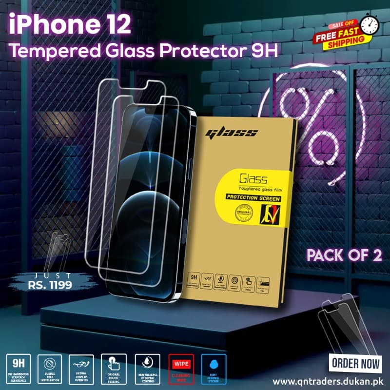iPhone 12 Tempered Screen Glass Protector ( Pack of 2 )
