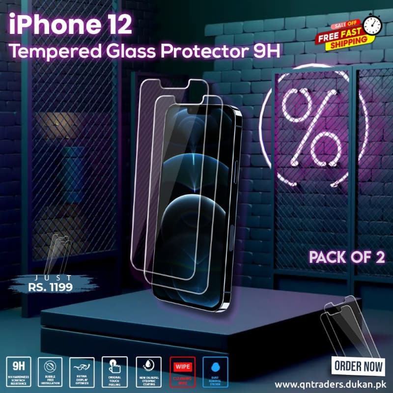 iPhone 12 Tempered Screen Glass Protector ( Pack of 2 )