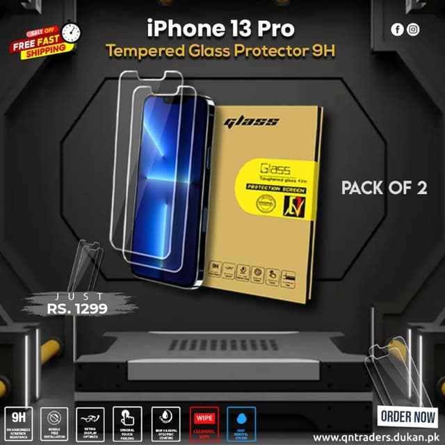 iPhone 13 Pro  Tempered Screen Glass Protector ( Pack - 2 )