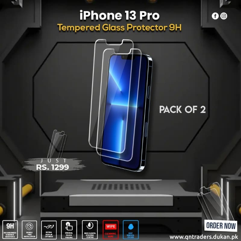 iPhone 13 Pro  Tempered Screen Glass Protector ( Pack - 2 )