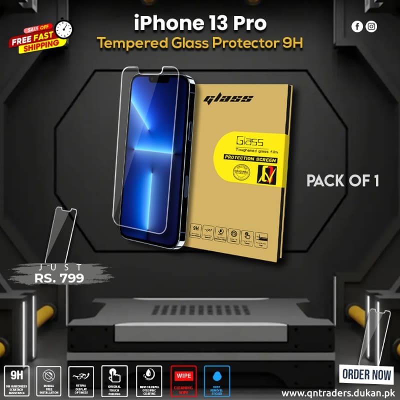 iPhone 13 Pro Tempered Screen Glass Protector ( Pack of 1)