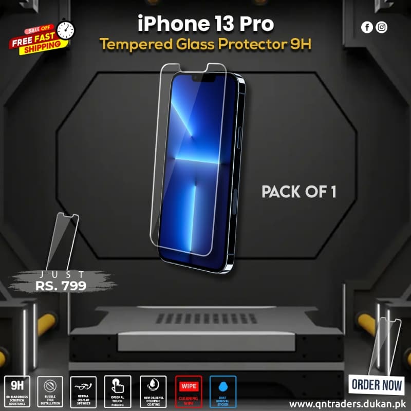 iPhone 13 Pro Tempered Screen Glass Protector ( Pack of 1)