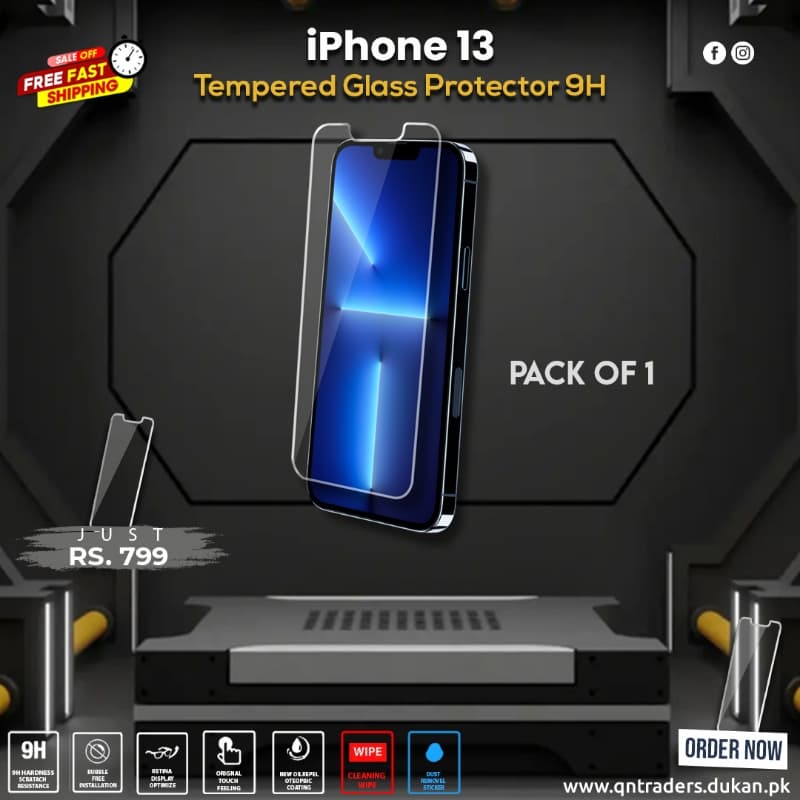 iPhone 13 Tempered Screen Glass Protector ( Pack of 1)