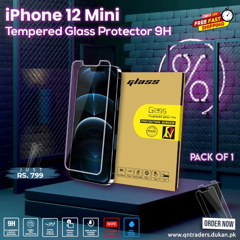 iPhone 12 Mini Tempered Screen Glass Protector ( Pack of 1)