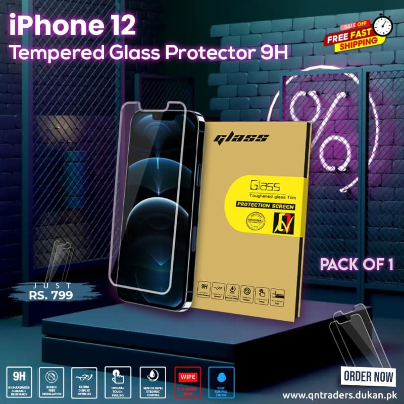 iPhone 12 Tempered Screen Glass Protector ( Pack of 1)