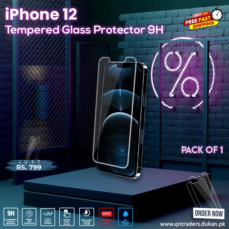 iPhone 12 Tempered Screen Glass Protector ( Pack of 1)