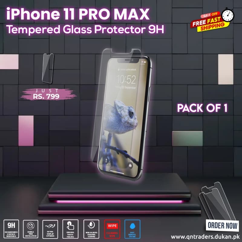 iPhone 11 Pro Max Tempered Screen Glass Protector ( Pack of 1)