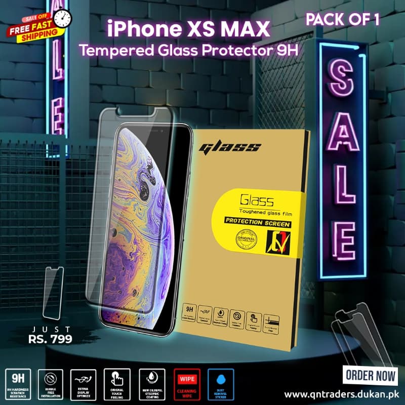 iPhone XS Max Tempered Screen Glass Protector ( Pack of 1)