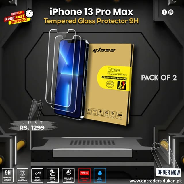 iPhone 13 Pro Max Tempered Screen Glass Protector ( Pack of 2 )