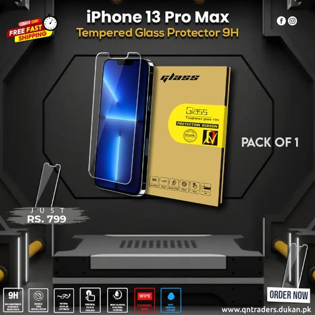 iPhone 13 Pro Max Tempered Screen Glass Protector ( Pack of 1 )